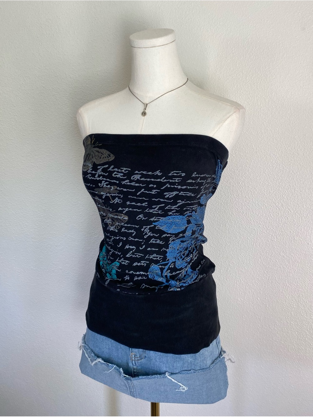 Y2K French Atmosphere Graphic Tube Top Fairy Grunge Size Medium
